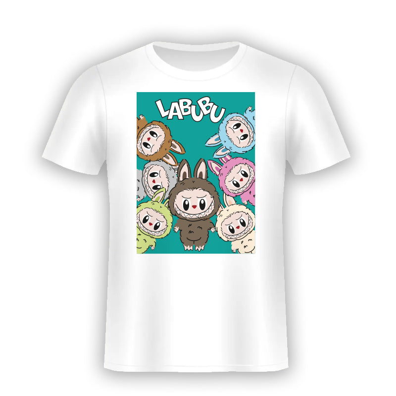 # T-Shirt Blanca Labubu Todos Green Hombre