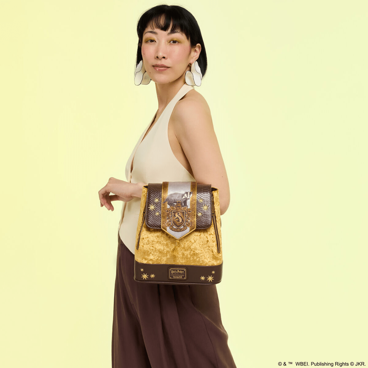 Loungefly Exclusive Harry Potter Hufflepuff Banner Velvet Mini Backpack