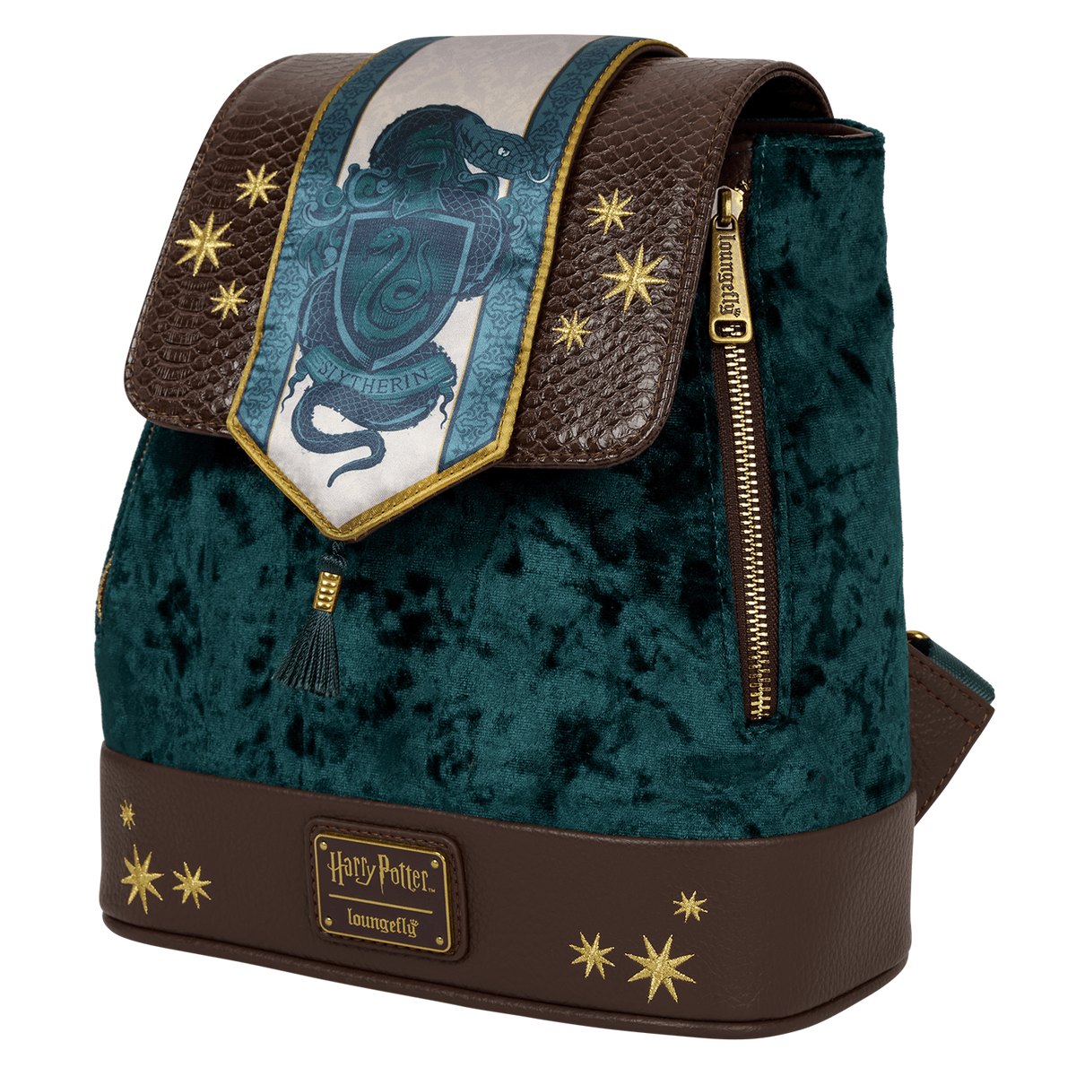 Loungefly Exclusive Harry Potter Slytherin Banner Velvet Mini Backpack - EPIKKO Accesorios