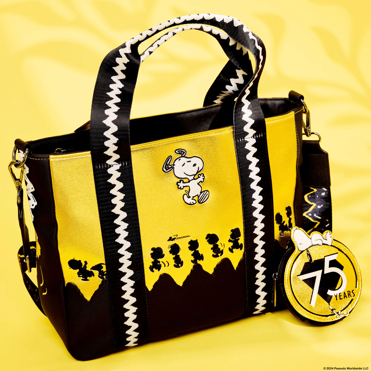Loungefly Peanuts 75th Anniversary Snoopy & Gang Tote Crossbody Bag With Coin Bag - EPIKKO Accesorios