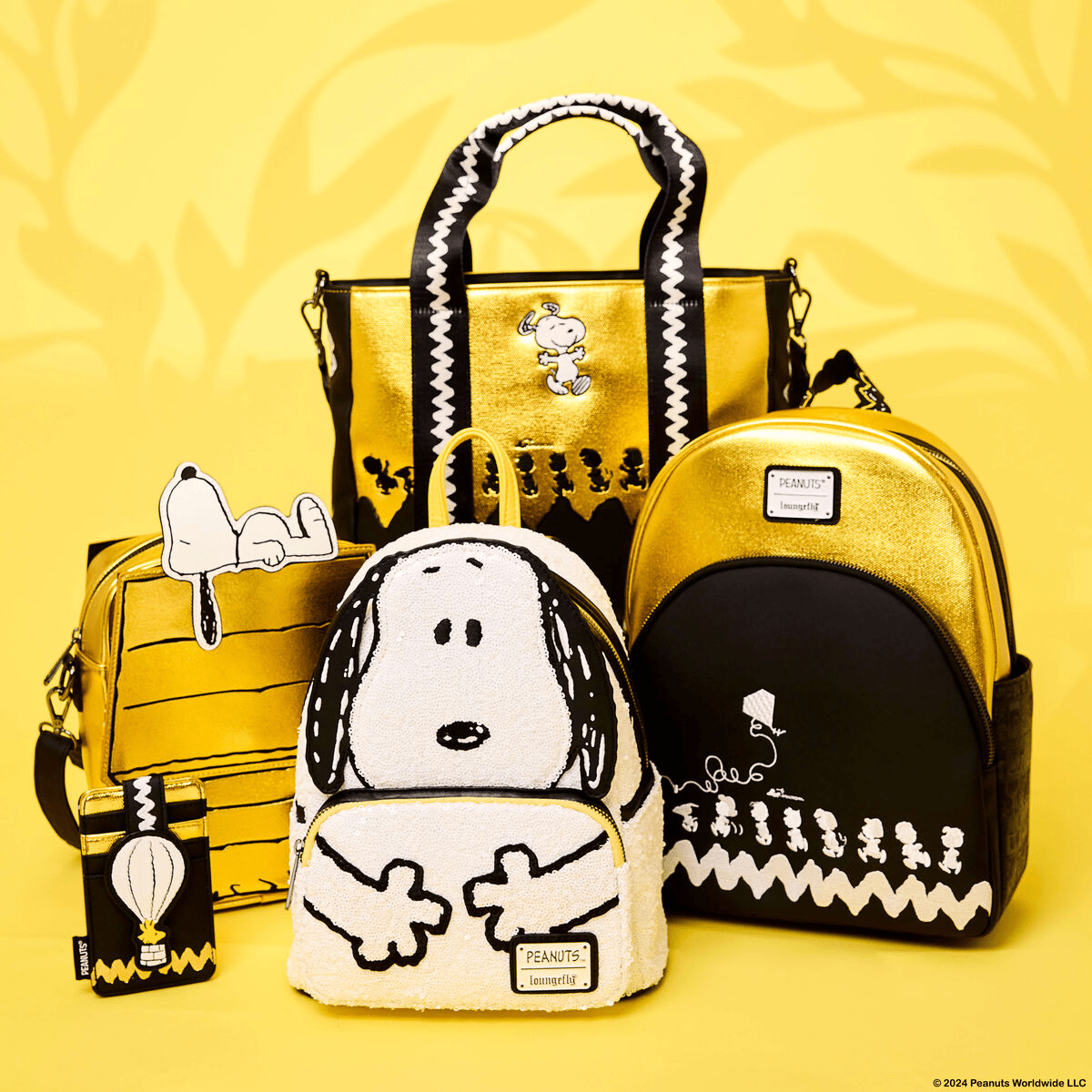 Loungefly Peanuts 75th Anniversary Snoopy & Gang Tote Crossbody Bag With Coin Bag - EPIKKO Accesorios