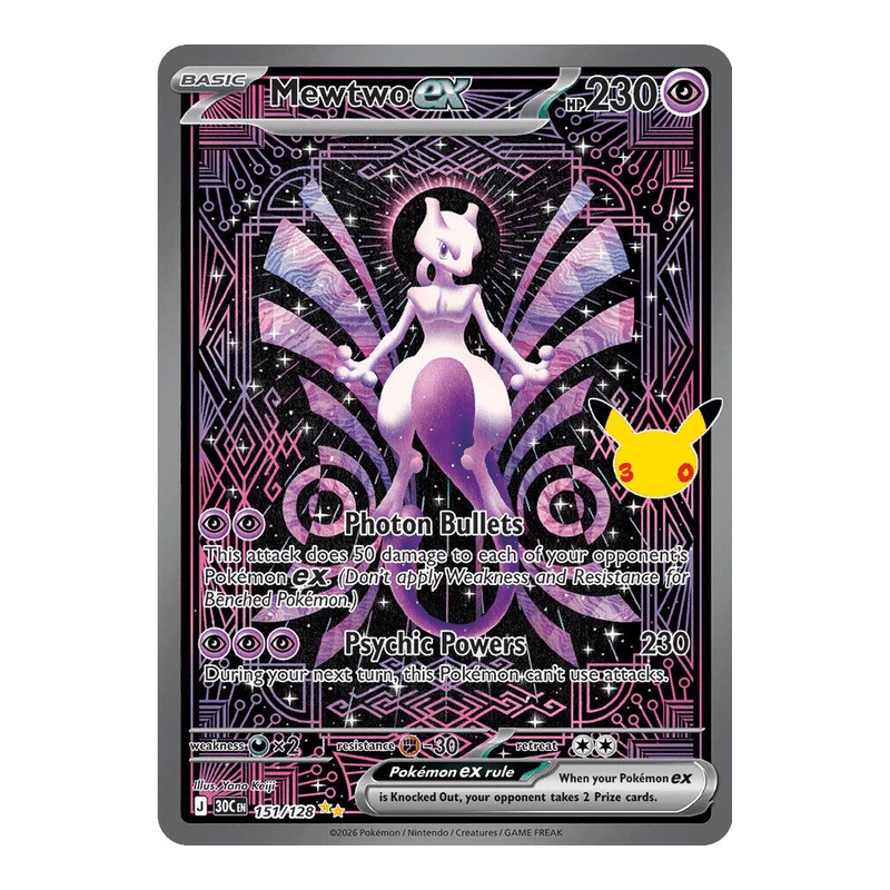 Mewtwo ex 151/128 - 30th Celebration - Pokémon TCG (Inglés) - EPIKKO Pokémon TCG