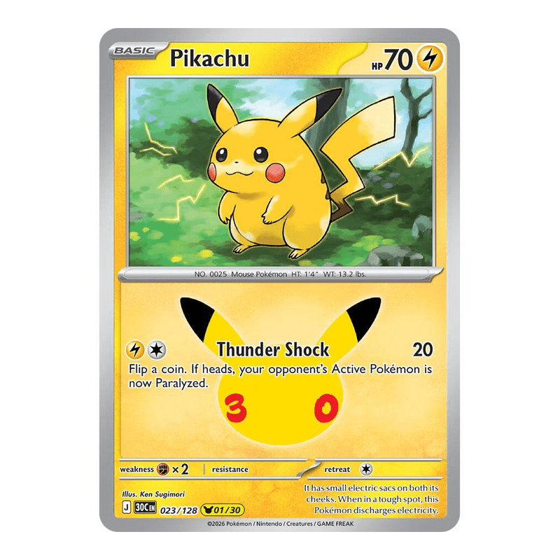 Pikachu 023/128 - 30th Celebration - Pokémon TCG (Inglés)