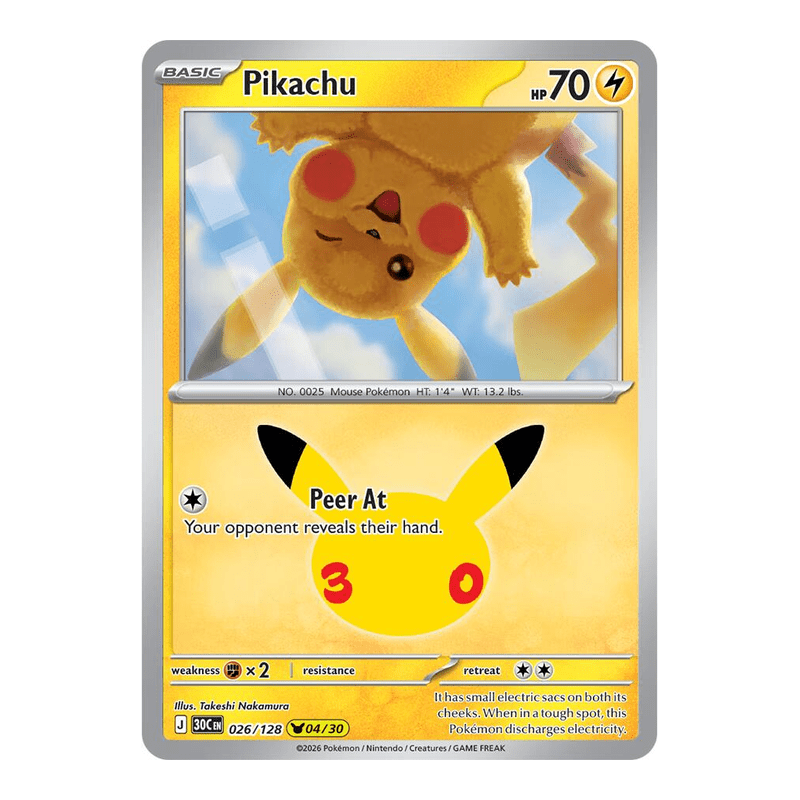 Pikachu 026/128 - 30th Celebration - Pokémon TCG (Inglés)