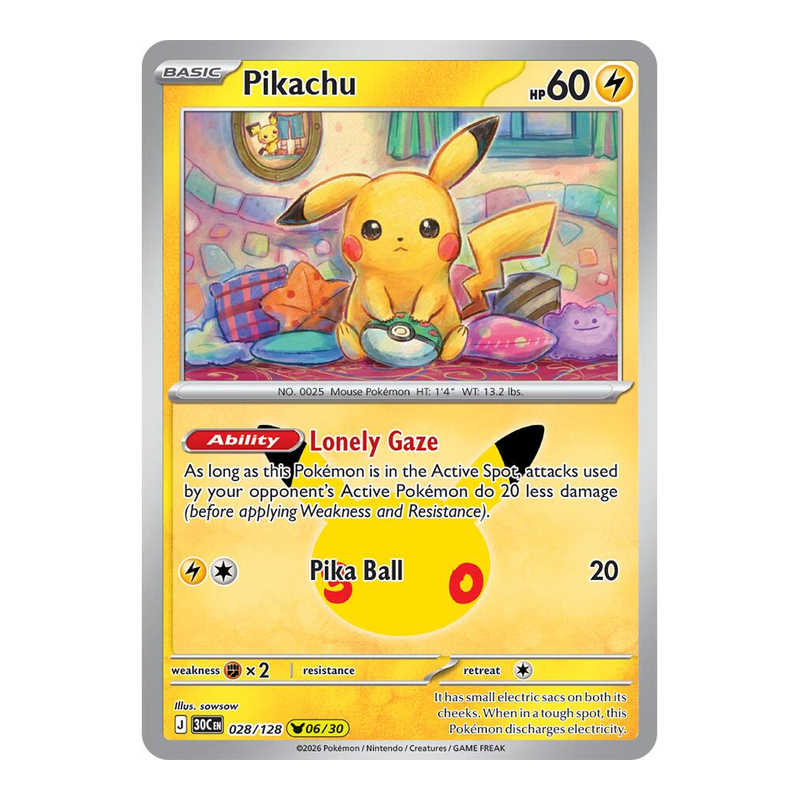Pikachu 028/128 - 30th Celebration - Pokémon TCG (Inglés)