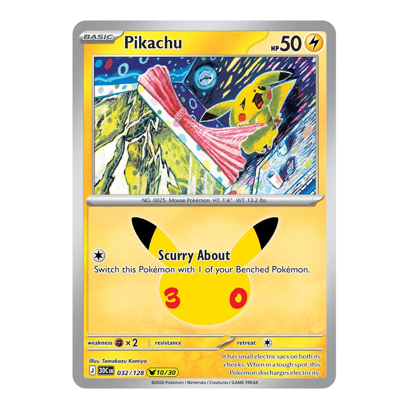 Pikachu 032/128 - 30th Celebration - Pokémon TCG (Inglés)