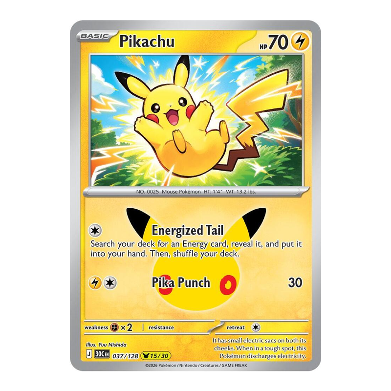 Pikachu 037/128 - 30th Celebration - Pokémon TCG (Inglés)