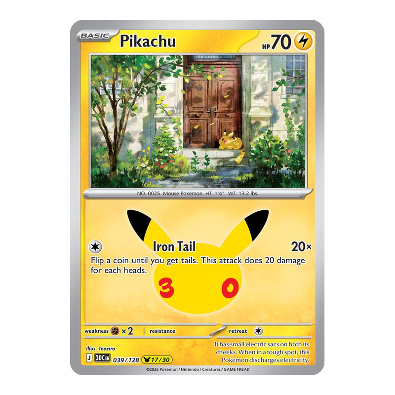 Pikachu 039/128 - 30th Celebration - Pokémon TCG (Inglés)
