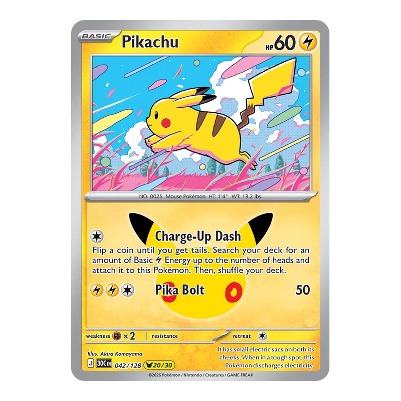 Pikachu 042/128 - 30th Celebration - Pokémon TCG (Inglés) - EPIKKO Pokémon TCG