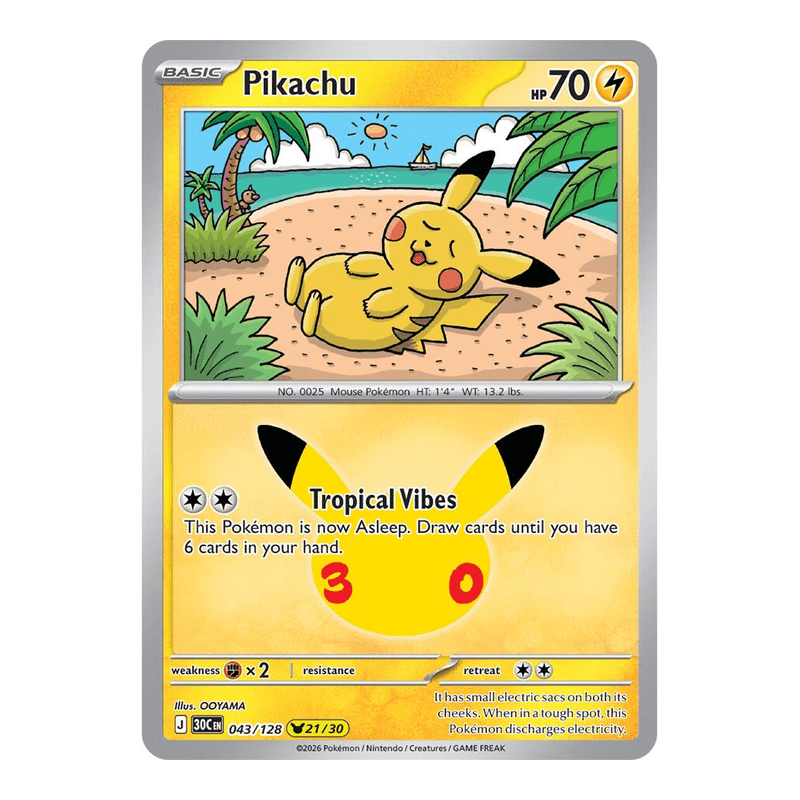 Pikachu 043/128 - 30th Celebration - Pokémon TCG (Inglés)