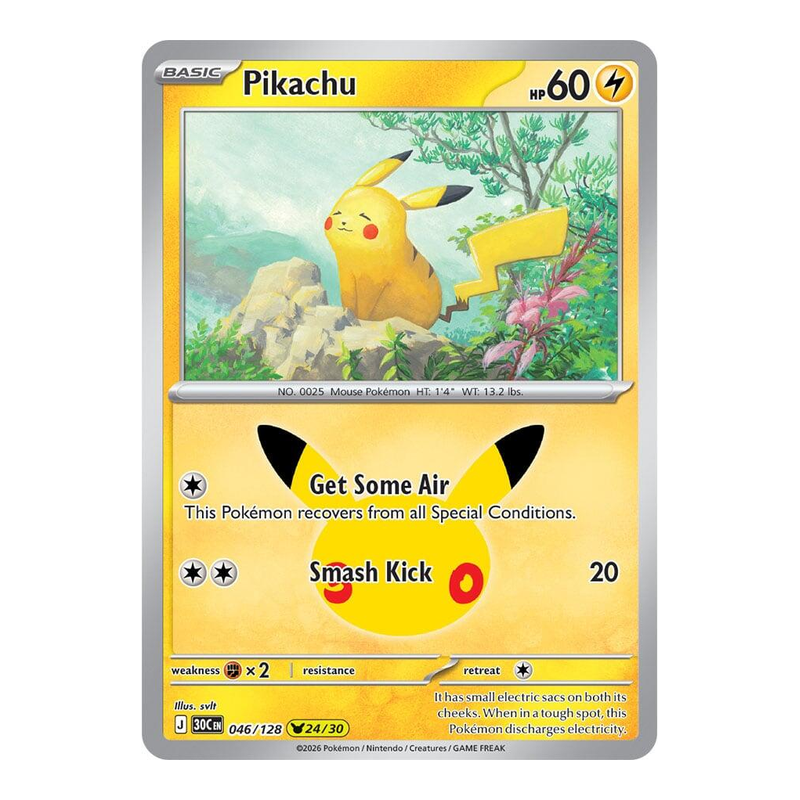 Pikachu 046/128 - 30th Celebration - Pokémon TCG (Inglés) - EPIKKO Pokémon TCG