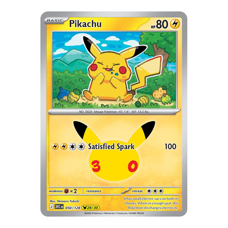 Pikachu 050/128 - 30th Celebration - Pokémon TCG (Inglés) - EPIKKO Pokémon TCG