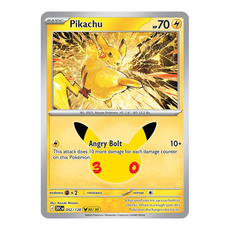 Pikachu 052/128 - 30th Celebration - Pokémon TCG (Inglés)