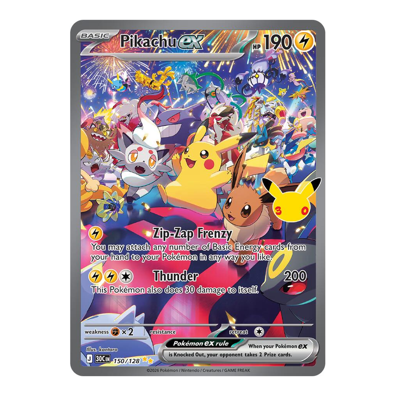 Pikachu ex 150/128 - 30th Celebration - Pokémon TCG (Inglés) - EPIKKO Pokémon TCG