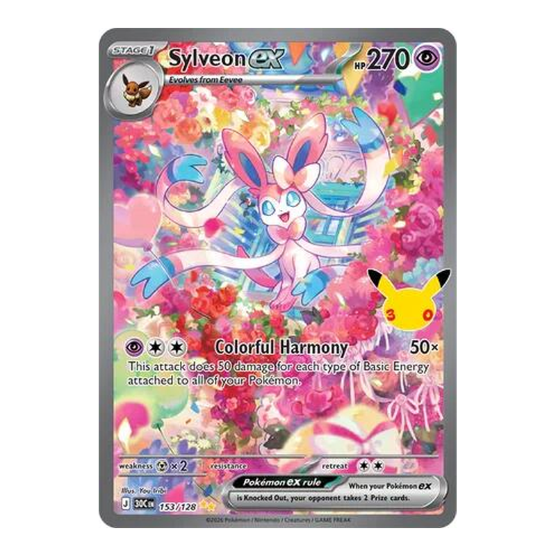 Sylveon ex 153/128 - 30th Celebration - Pokémon TCG (Inglés) - EPIKKO Pokémon TCG