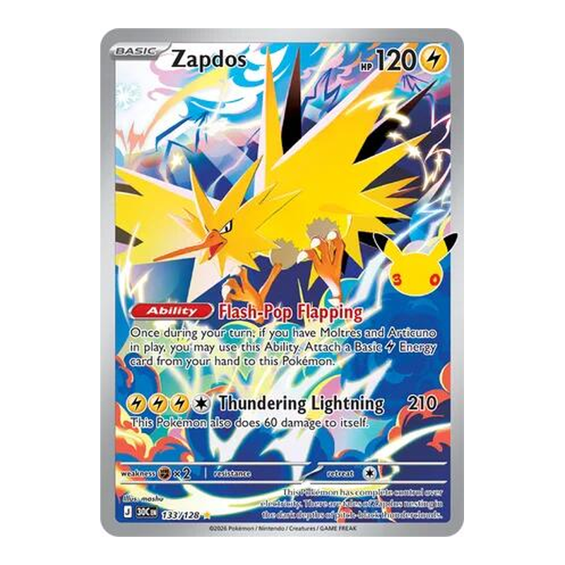 Zapdos 133/128 - 30th Celebration - Pokémon TCG (Inglés) - EPIKKO Pokémon TCG